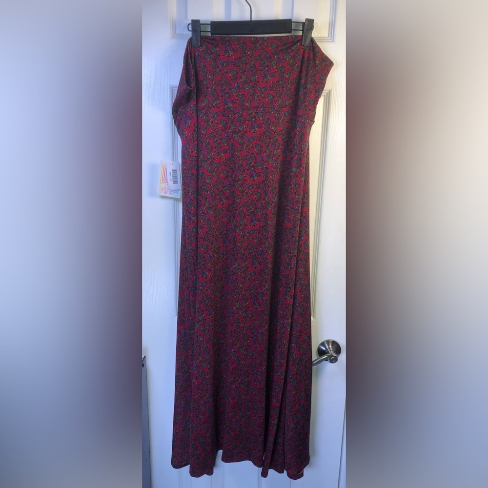 LuLaRoe Red Floral Maxi Skirt - Picture 10 of 12